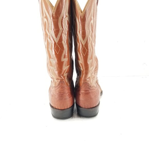 Tony Lama Teju LizardBoots Mens Vintage Cowboy Western Pull on Brown 8025 8.5 - Picture 3 of 10
